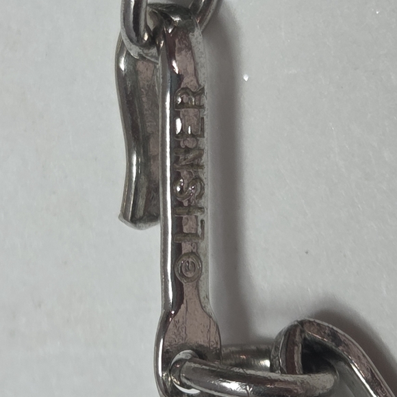 vtg Lisner blue green prong set rhinestone necklace mid century blingy signed - Picture 5 of 16